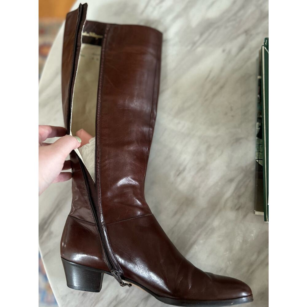Salvatore Ferragamo Brown vintage knee Riding Style Boot 38 - Picture 12 of 16